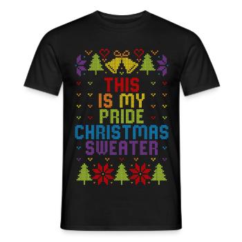 C’est mon pull de Noël Pride Noël moche - T-shirt homme - noir - Devant - AI Model Male 178 light (178cm)