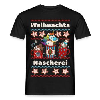 Collation de Noël amusante avec licorne - T-shirt homme - noir - Devant - AI Model Male 178 light (178cm)