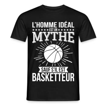 L’homme idéal un mythe sauf s’il est basketteur - T-shirt homme - noir - Devant - AI Model Male 178 light (178cm)