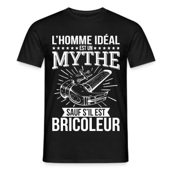 L’homme idéal un mythe sauf s’il est bricoleur - T-shirt homme - noir - Devant - AI Model Male 178 light (178cm)