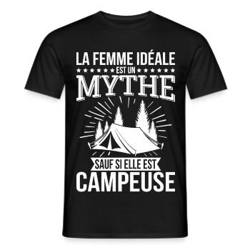 The ideal woman, a myth unless she is a camper - Men's T-Shirt - black - Front - AI Model Male 178 light (178cm)