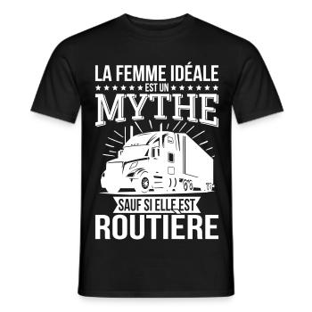 The ideal woman, a myth unless she is a road driver - Men's T-Shirt - black - Front - AI Model Male 178 light (178cm)
