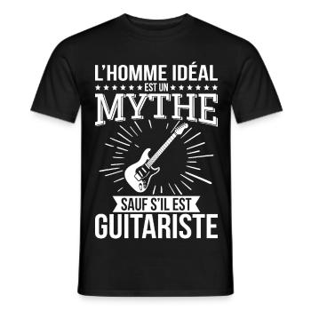 The ideal man is a myth unless he is a guitarist - Men's T-Shirt - black - Front - AI Model Male 178 light (178cm)