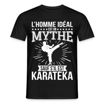 The ideal man is a myth unless he is a karateka - Men's T-Shirt - black - Front - AI Model Male 178 light (178cm)