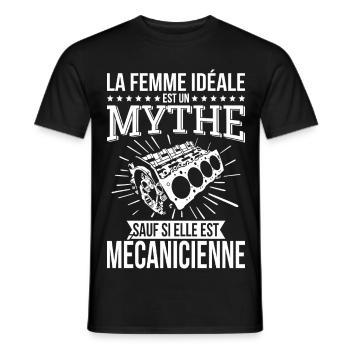 Femme idéale mythe sauf si elle est mécanicienne - T-shirt homme - noir - Devant - AI Model Male 178 light (178cm)