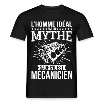L’homme idéal un mythe sauf s’il est mécanicien - T-shirt homme - noir - Devant - AI Model Male 178 light (178cm)