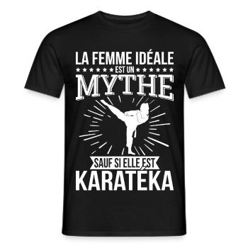 La femme idéale un mythe sauf si elle est karatéka - T-shirt homme - noir - Devant - AI Model Male 178 light (178cm)