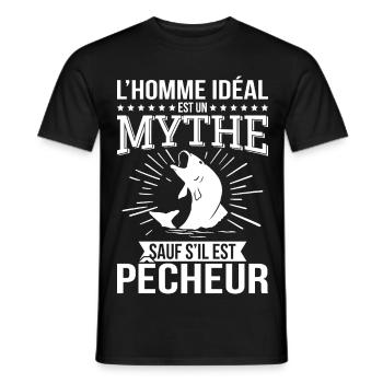 The ideal man a myth unless he is a fisherman - Men's T-Shirt - black - Front - AI Model Male 178 light (178cm)