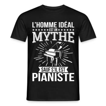 The ideal man is a myth unless he is a pianist - Men's T-Shirt - black - Front - AI Model Male 178 light (178cm)