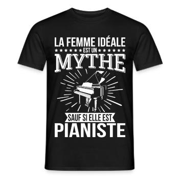 The ideal woman, a myth unless she is a pianist - Men's T-Shirt - black - Front - AI Model Male 178 light (178cm)