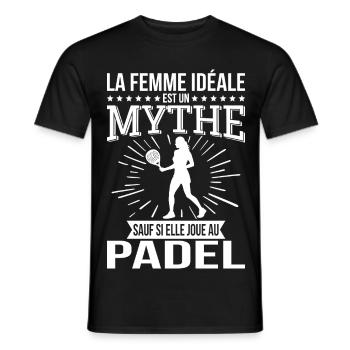 Die ideale Frau ist ein Mythos, es sei denn, sie spielt Padel - Männer T-Shirt - Schwarz - Vorne - AI Model Male 178 light (178cm)