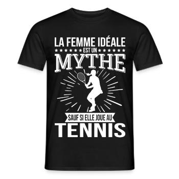 Die ideale Frau, ein Mythos, es sei denn, sie spielt Tennis - Männer T-Shirt - Schwarz - Vorne - AI Model Male 178 light (178cm)