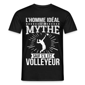 L’homme idéal un mythe sauf s’il est volleyeur - T-shirt homme - noir - Devant - AI Model Male 178 light (178cm)