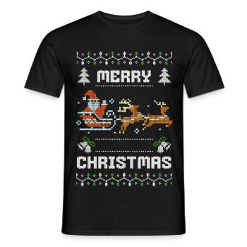 Merry Christmas Santa Ugly XMAS Pixel Style - Men's T-Shirt - black - Front - AI Model Male 178 light (178cm)