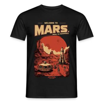 Mars Retro Adventure: Pioneer Station - Men's T-Shirt - black - Front - AI Model Male 178 light (178cm)