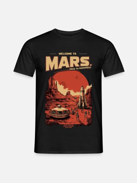 Mars Retroabenteuer: Pionierstation - Männer T-Shirt - Schwarz