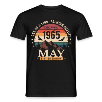 Vintage Mai 1965 Anniversaire Mai 1965 - T-shirt homme - noir - Devant - AI Model Male 178 light (178cm)