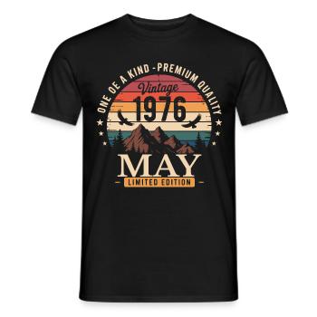 Vintage May 1976 Birthday May 1976 - Men's T-Shirt - black - Front - AI Model Male 178 light (178cm)