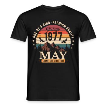 Vintage Mai 1977 Anniversaire Mai 1977 - T-shirt homme - noir - Devant - AI Model Male 178 light (178cm)