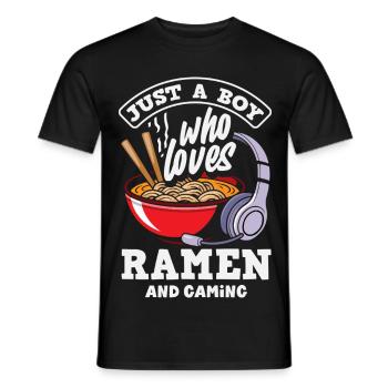 Boy Loves Ramen And Gaming Headset - Men's T-Shirt - black - Front - AI Model Male 178 light (178cm)