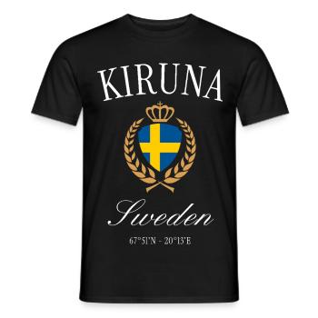 Kiruna Schweden Wappen Krone – Reise Souvenir - Männer T-Shirt - Schwarz - Vorne - AI Model Male 178 light (178cm)