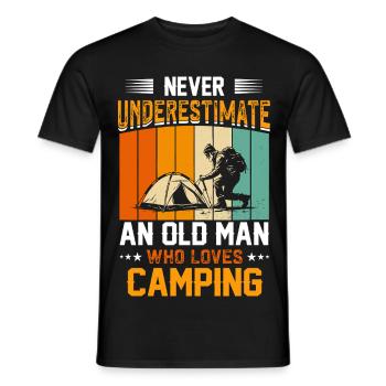 Ne sous-estimez jamais un vieil homme qui campe - T-shirt homme - noir - Devant - AI Model Male 178 light (178cm)
