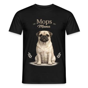 Mops Mama – Geschenk für Mops Liebhaberinnen - Männer T-Shirt - Schwarz - Vorne - AI Model Male 178 light (178cm)