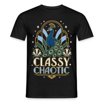 Art déco paon chaotique et élégant - T-shirt homme - noir - Devant - AI Model Male 178 light (178cm)