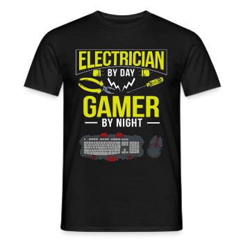 Electrician Gamer Gaming Computer Gamer Gift - Men's T-Shirt - black - Front - AI Model Male 178 light (178cm)
