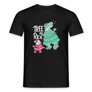 Arbre Rex Noël Drôle Santa Trex - T-shirt homme - noir - Devant - AI Model Male 178 light (178cm)
