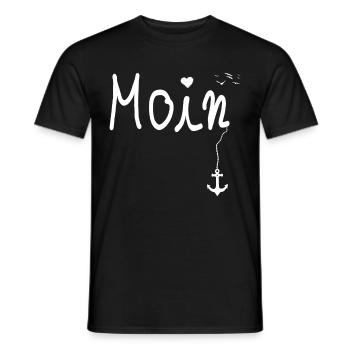 Moin Begrüßung - Moin mit Möwe - Männer T-Shirt - Schwarz - Vorne - AI Model Male 178 light (178cm)