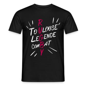 Rugby Toulouse, supporter  - T-shirt homme - noir - Devant - AI Model Male 178 light (178cm)