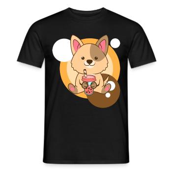 Dog and Bubble Tea - Men's T-Shirt - black - Front - AI Model Male 178 light (178cm)