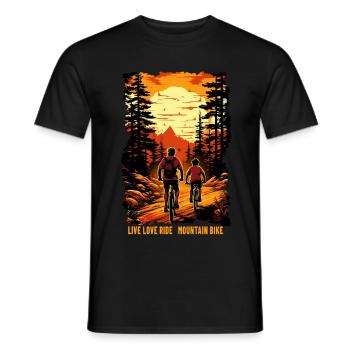 Father and son mountain bike mountain biker gift - Men's T-Shirt - black - Front - AI Model Male 178 light (178cm)