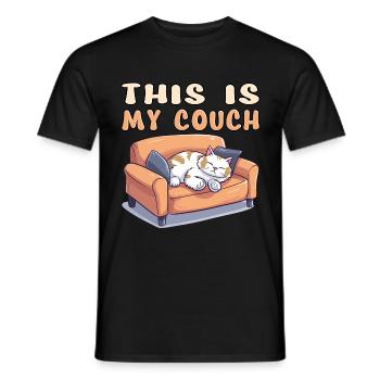 Cat Couch Sofa Funny Humor Typical Cartoon - Men's T-Shirt - black - Front - AI Model Male 178 light (178cm)