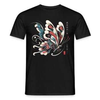 Papillon en fleur de cerisier : esthétique japonaise - T-shirt homme - noir - Devant - AI Model Male 178 light (178cm)