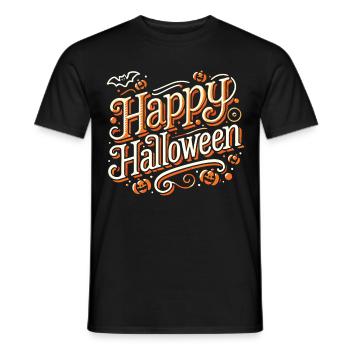 Lettrage ludique « Happy Halloween » classique - T-shirt homme - noir - Devant - AI Model Male 178 light (178cm)