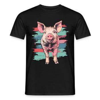 Cute little pig pig vintage - Men's T-Shirt - black - Front - AI Model Male 178 light (178cm)