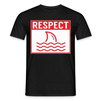 Respekt vor lustigen Haien, Warnschild für Kinder, - Männer T-Shirt - Schwarz - Vorne - AI Model Male 178 light (178cm)