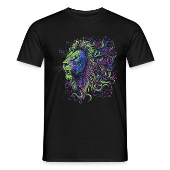 Lion Colorful Lion Head Neon Colorful Predator Art - Men's T-Shirt - black - Front - AI Model Male 178 light (178cm)