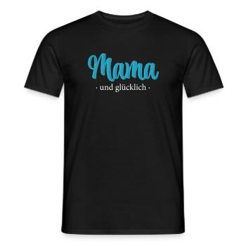 Mom and Happy - Embroidery Effect - Men's T-Shirt - black - Front - AI Model Male 178 light (178cm)