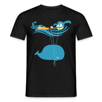 Funny Whale Balloon Sea Ship Kids Gift - Men's T-Shirt - black - Front - AI Model Male 178 light (178cm)