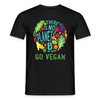 There Is No Planet B Go Vegan Vegetarian Healthy - Men's T-Shirt - black - Front - AI Model Male 178 light (178cm)