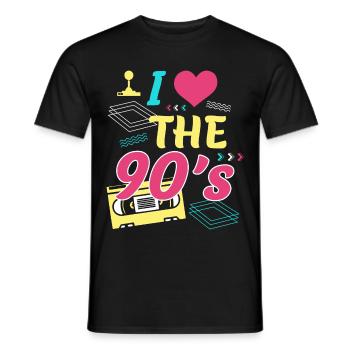 Retro I Love 90s outfit heart party gifts - Men's T-Shirt - black - Front - AI Model Male 178 light (178cm)