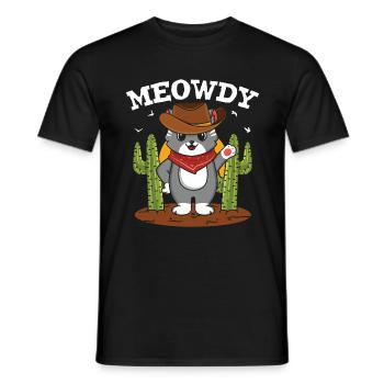 Meowdy Lustig Texas Cowboy Meow Howdy Katzen Meme - Männer T-Shirt - Schwarz - Vorne - AI Model Male 178 light (178cm)
