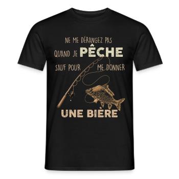 Pêcheur ne pas déranger. idée cadeau papa pêche - T-shirt homme - noir - Devant - AI Model Male 178 light (178cm)