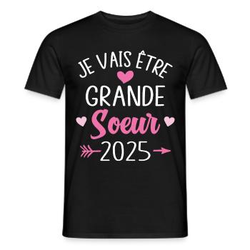 Je Vais Être Grande Sœur 2025 - T-shirt homme - noir - Devant - AI Model Male 178 light (178cm)