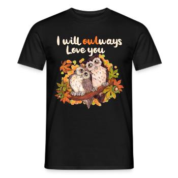 I will owlways love you - Niedliche Eulen Herbst - Männer T-Shirt - Schwarz - Vorne - AI Model Male 178 light (178cm)