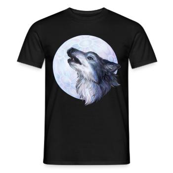 Mystischer Heulender Wolf Geschenk Handgemalt - Männer T-Shirt - Schwarz - Vorne - AI Model Male 178 light (178cm)