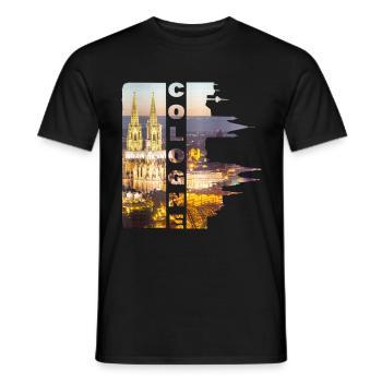 Cologne Cologne Allemagne Ville Skyline Cathédrale de Cologne - T-shirt homme - noir - Devant - AI Model Male 178 light (178cm)